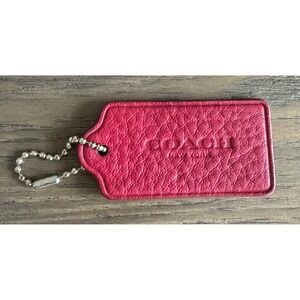 COACH Red Leather Bag Charm Keychain Key Fob Accessory